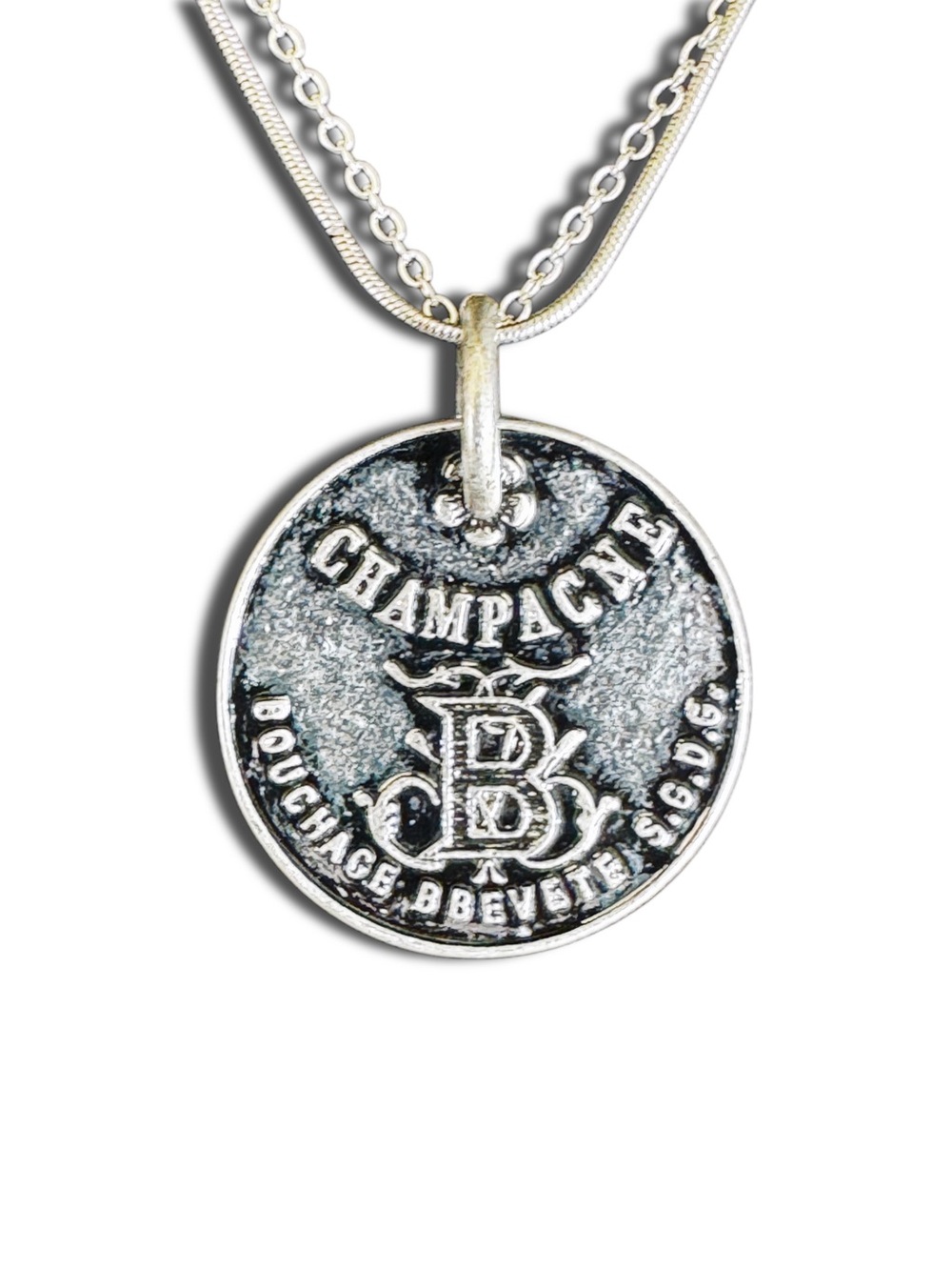 French Champagne Token Pendant Necklace—a Bley Frères reproduction 28mm Pendant